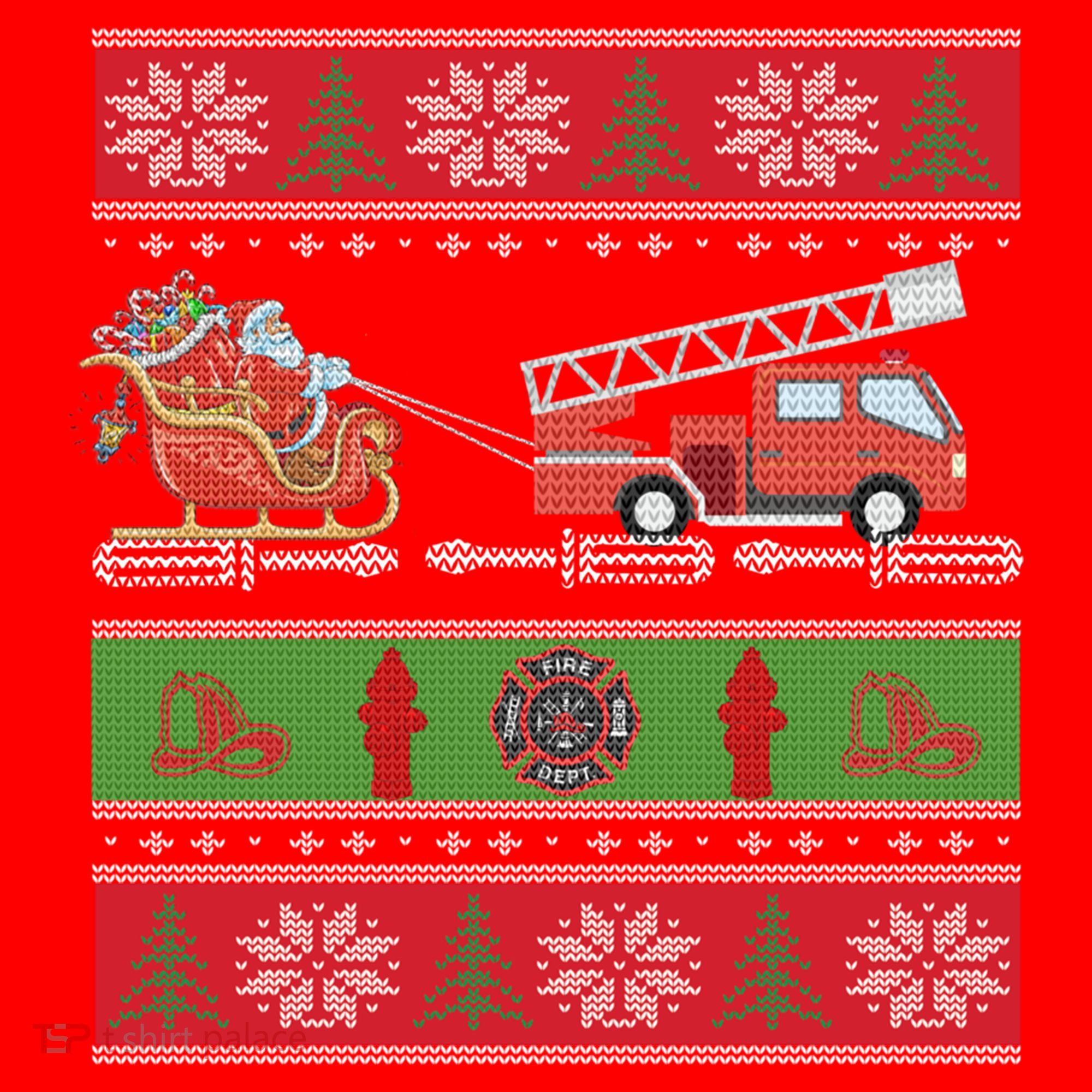 Christmas Fire Engine Fire Truck Fighter Ugly Xmas Gift Santa Hat