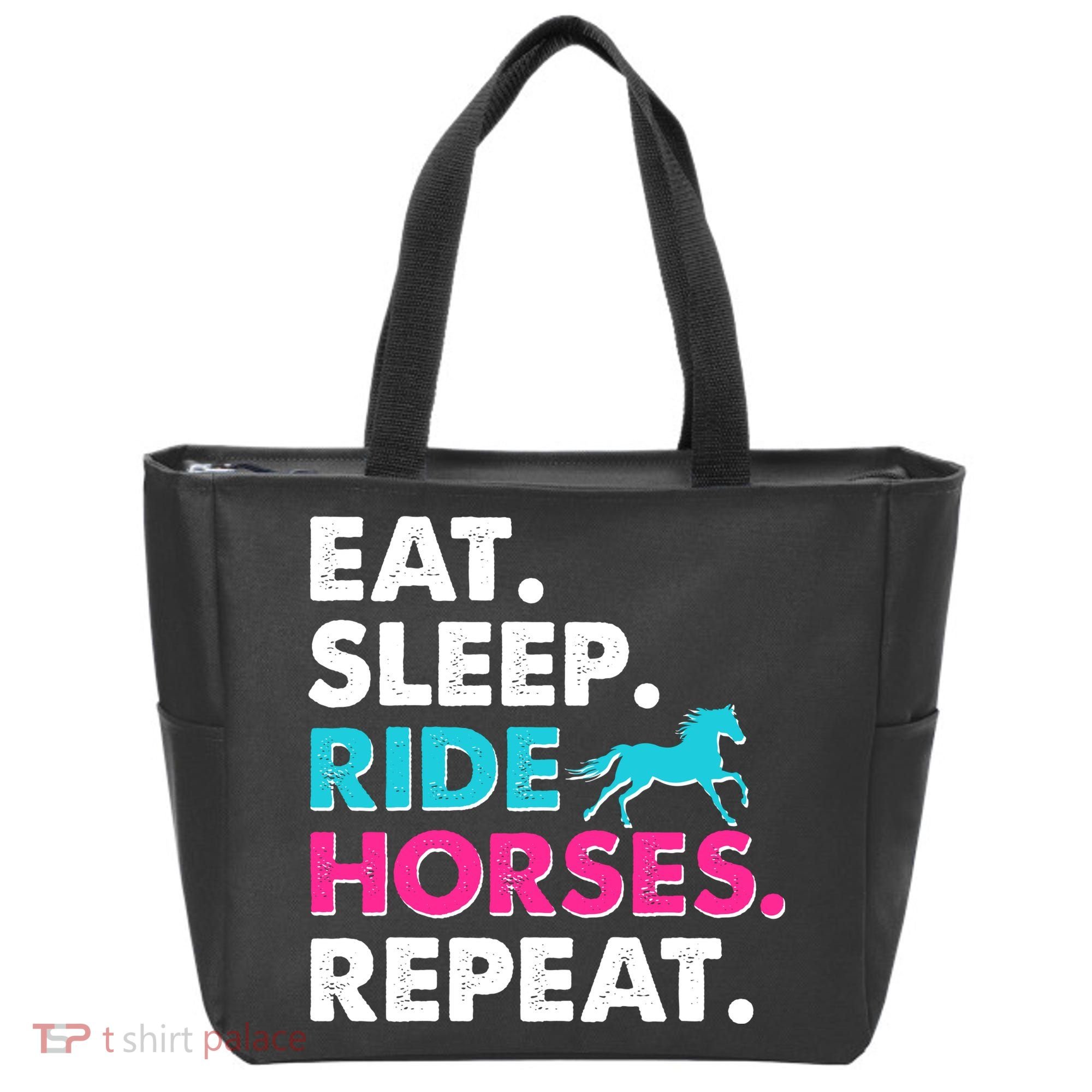 Cute Funny Eat Sleep Ride Horses Repeat Tote Bag