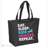 Cute Funny Eat Sleep Ride Horses Repeat Tote Bag thumb 2