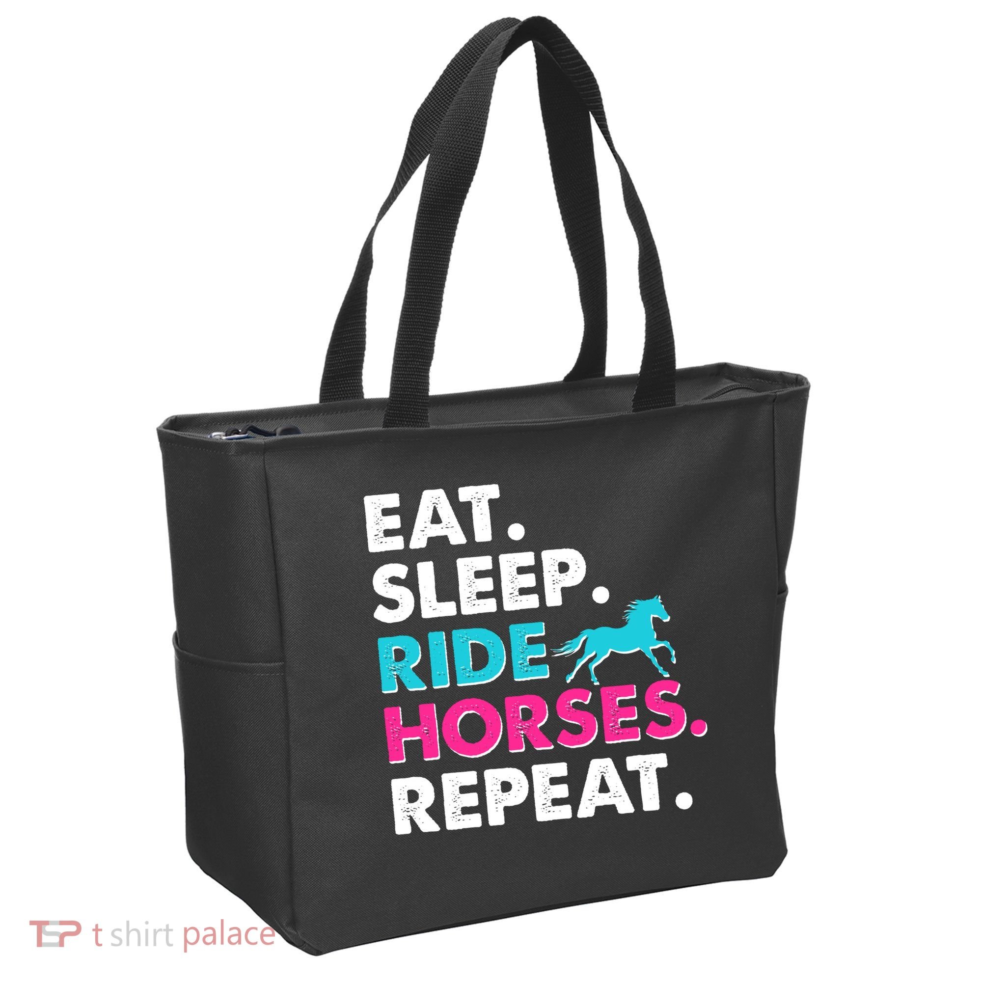 Cute Funny Eat Sleep Ride Horses Repeat Tote Bag