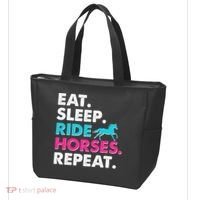Cute Funny Eat Sleep Ride Horses Repeat Tote Bag thumb 3