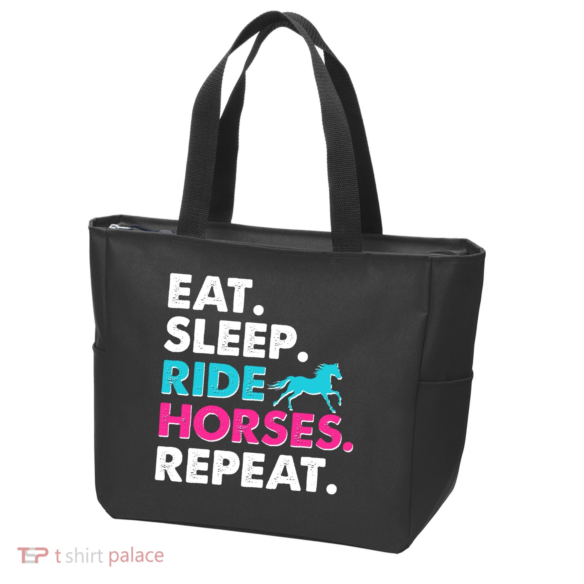 Cute Funny Eat Sleep Ride Horses Repeat Tote Bag
