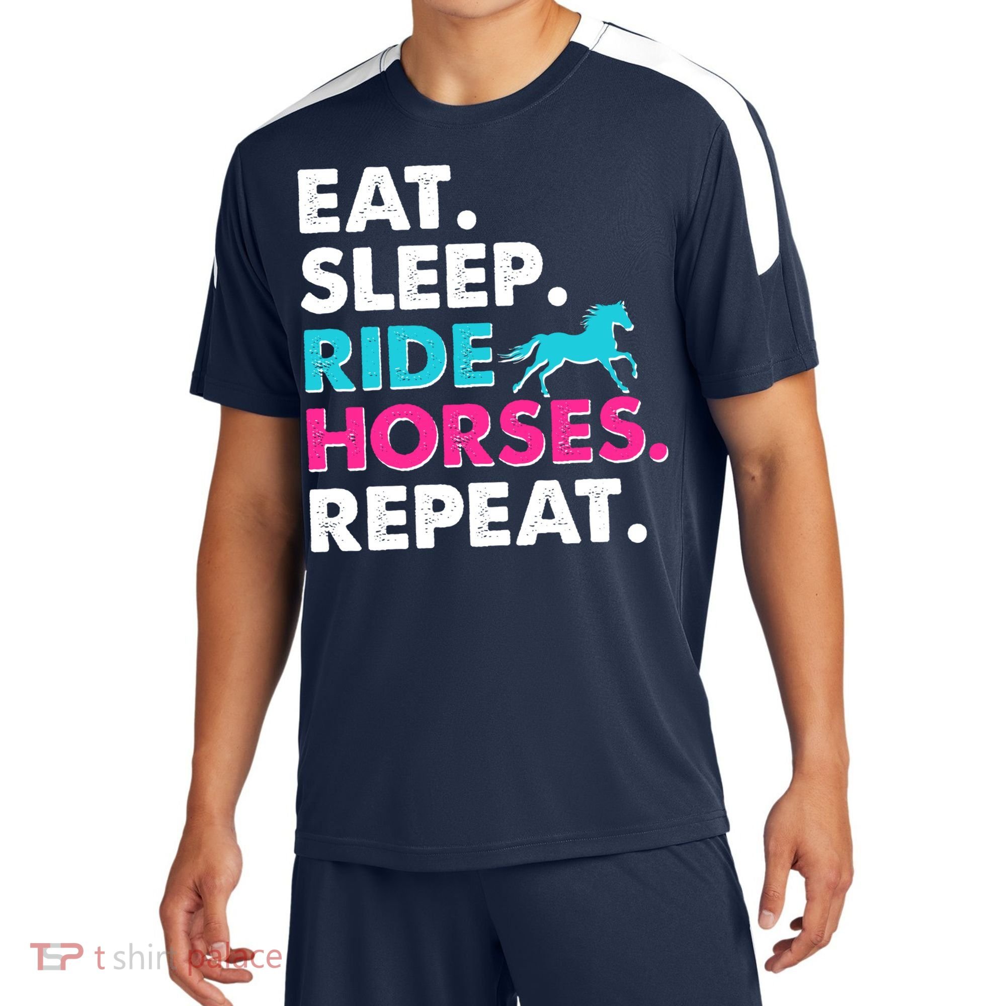 Cute Funny Eat Sleep Ride Horses Repeat Sport-Tek Competitor United Soccer Jersey