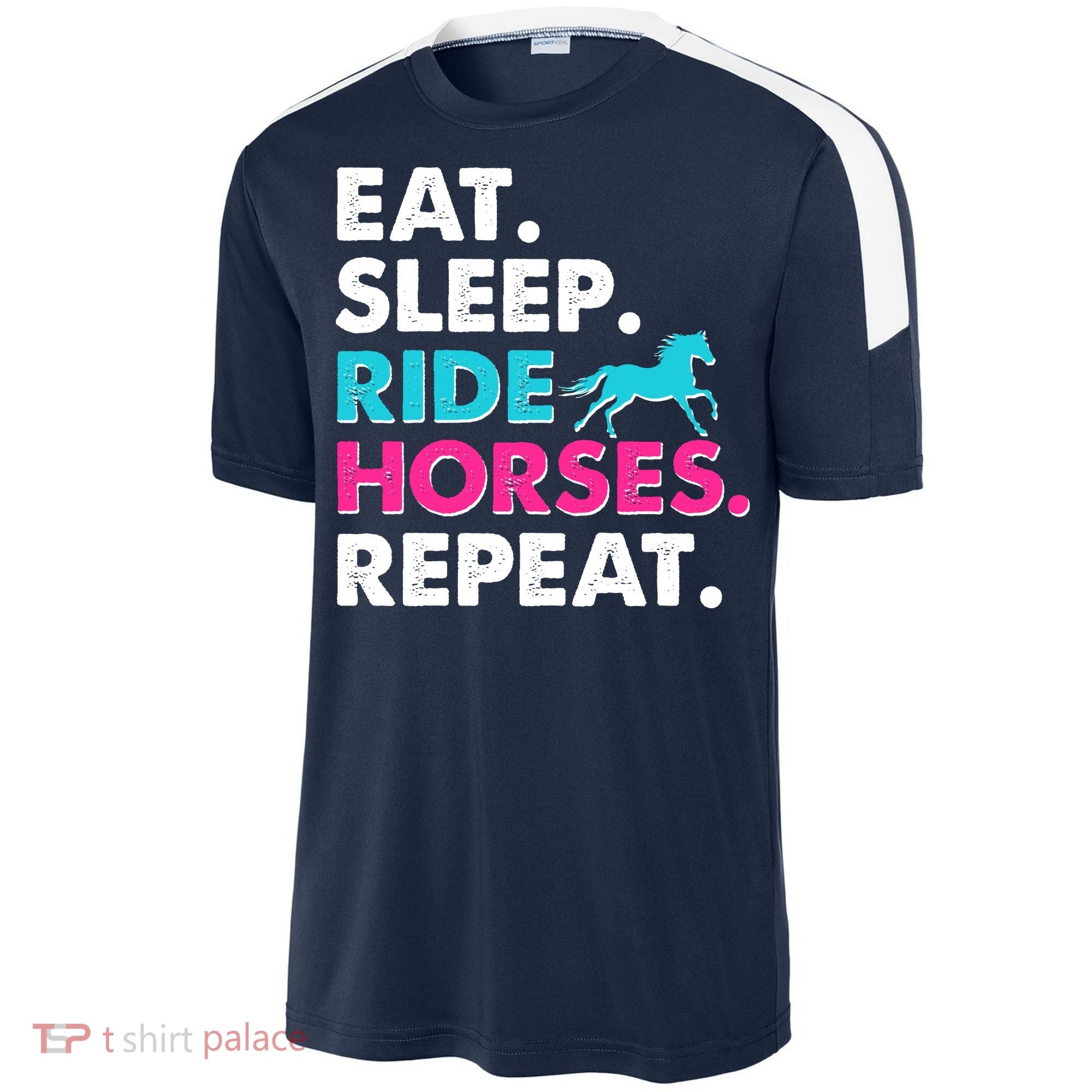 Cute Funny Eat Sleep Ride Horses Repeat Sport-Tek Competitor United Soccer Jersey