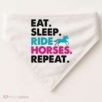 Cute Funny Eat Sleep Ride Horses Repeat USA-Made Doggie Bandana thumb 0