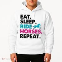 Cute Funny Eat Sleep Ride Horses Repeat Hoodie thumb 2