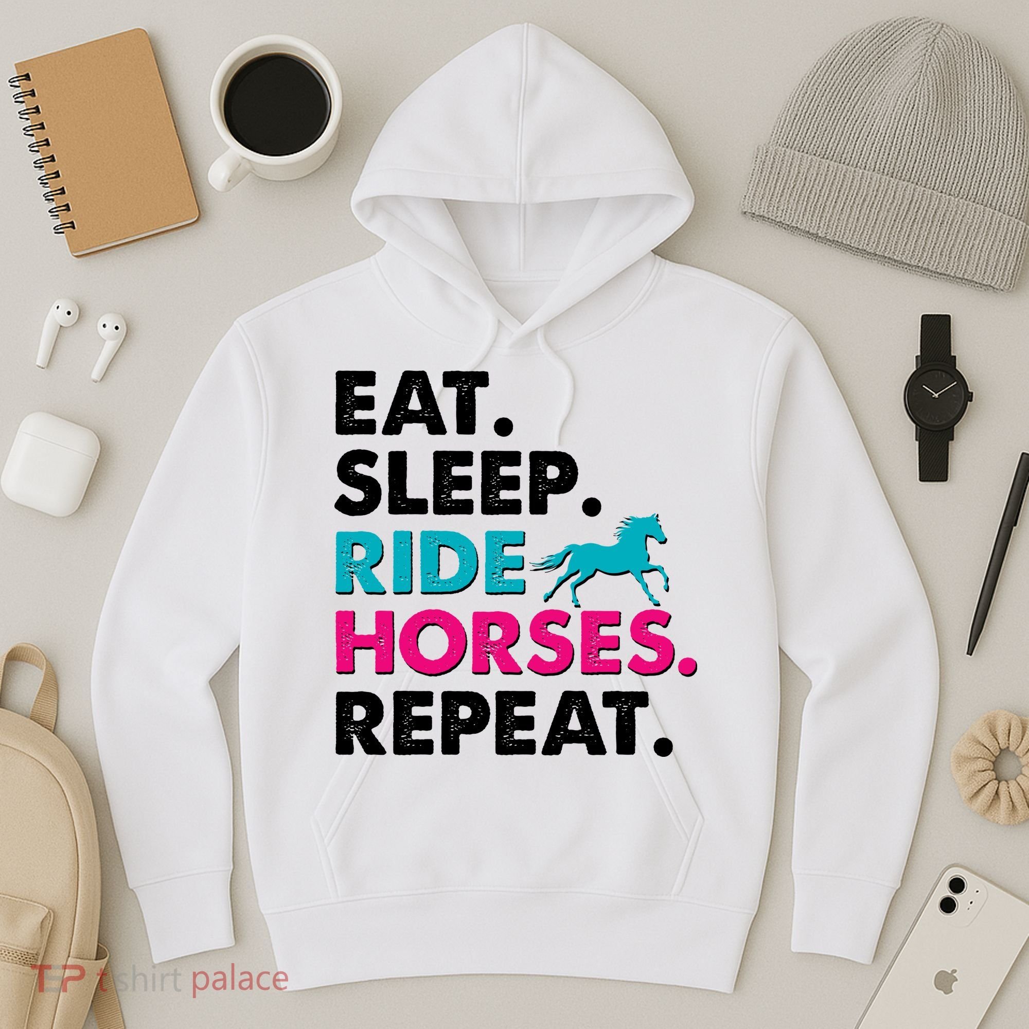 Cute Funny Eat Sleep Ride Horses Repeat Hoodie