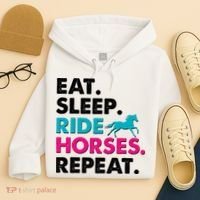 Cute Funny Eat Sleep Ride Horses Repeat Hoodie thumb 4