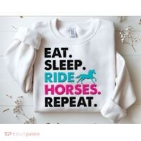 Cute Funny Eat Sleep Ride Horses Repeat Sweatshirt thumb 2