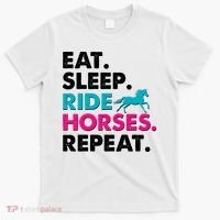 Cute Funny Eat Sleep Ride Horses Repeat T-Shirt thumb 0