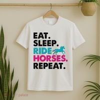 Cute Funny Eat Sleep Ride Horses Repeat T-Shirt thumb 2