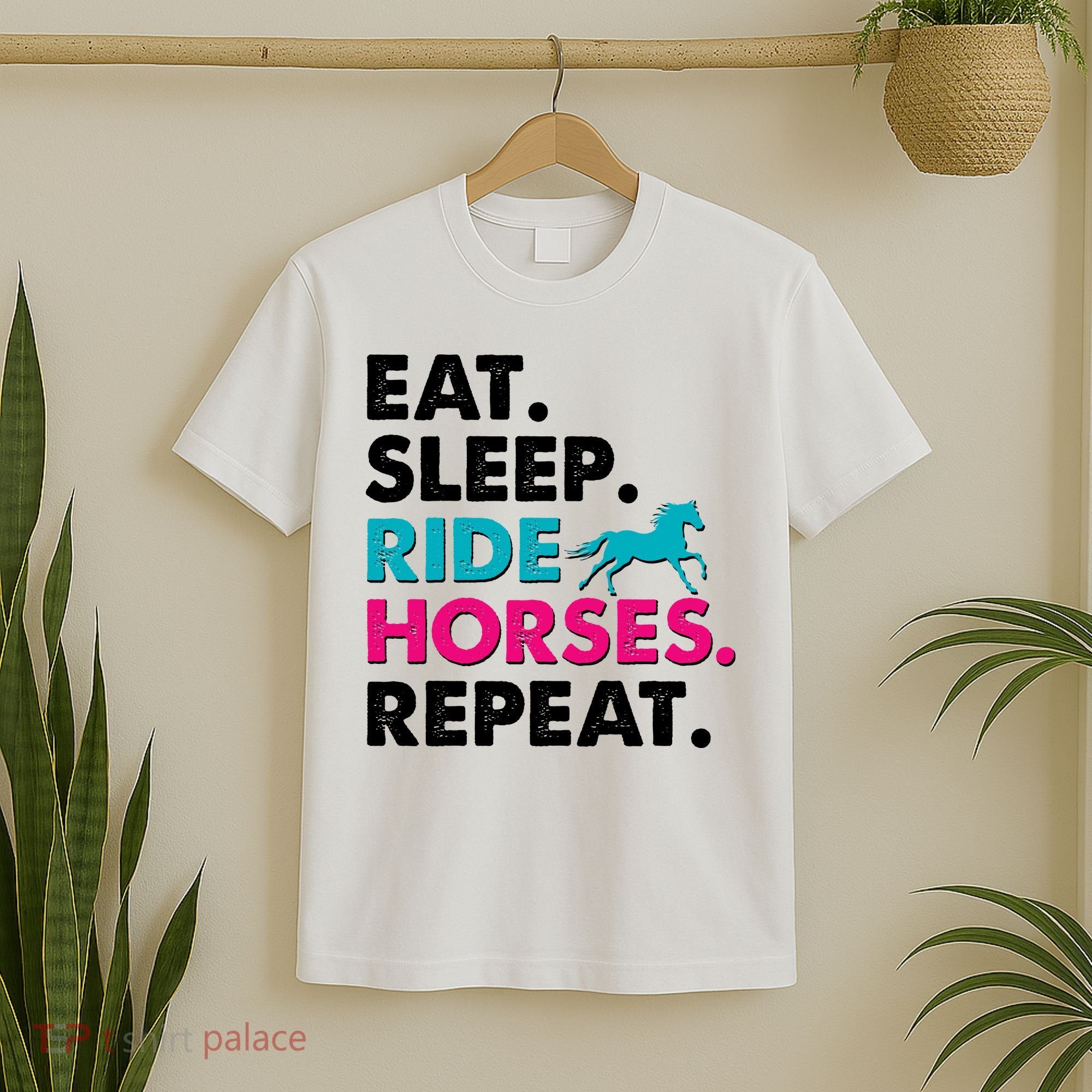 Cute Funny Eat Sleep Ride Horses Repeat T-Shirt