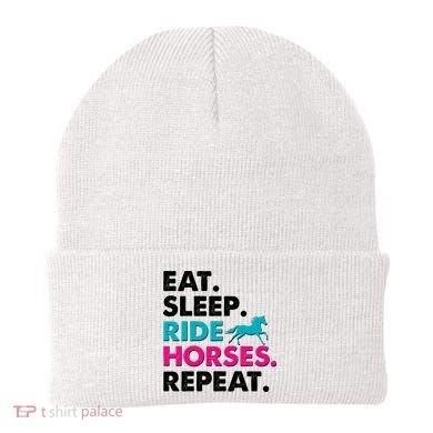 Cute Funny Eat Sleep Ride Horses Repeat Beanie