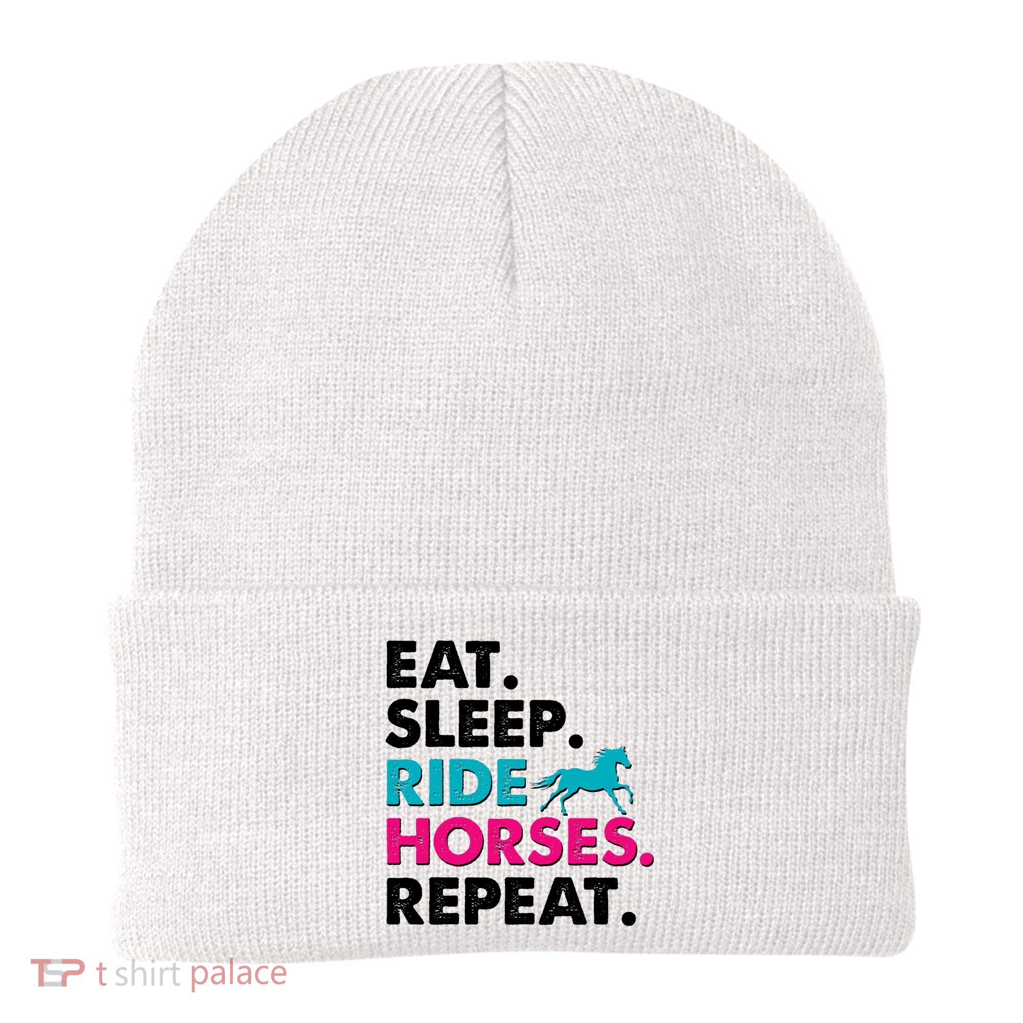 Cute Funny Eat Sleep Ride Horses Repeat Beanie