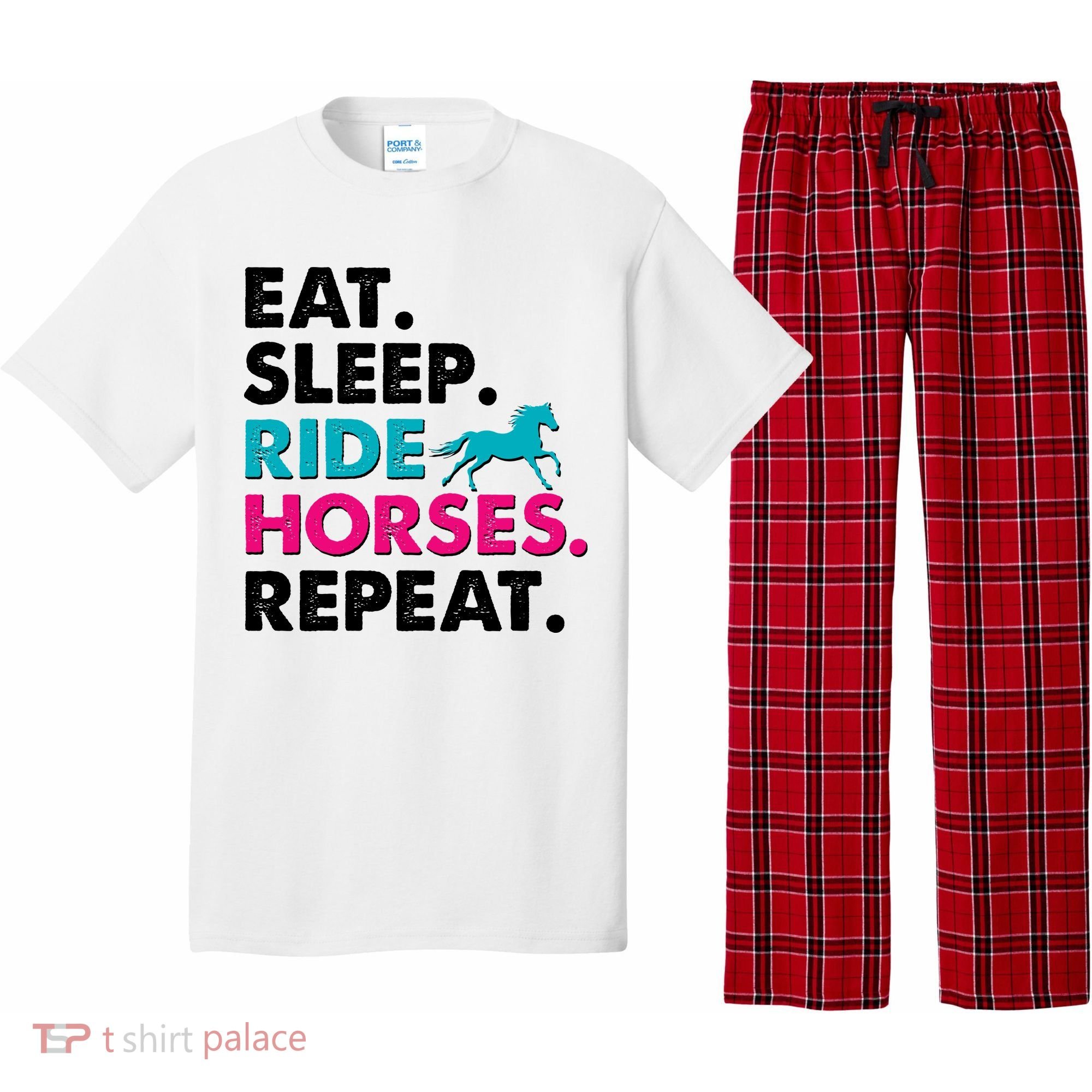 Cute Funny Eat Sleep Ride Horses Repeat Pajama Set