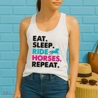 Cute Funny Eat Sleep Ride Horses Repeat Women's Tank Top thumb 2