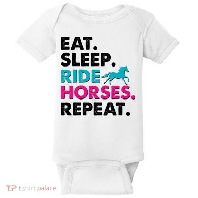 Cute Funny Eat Sleep Ride Horses Repeat Baby Bodysuit