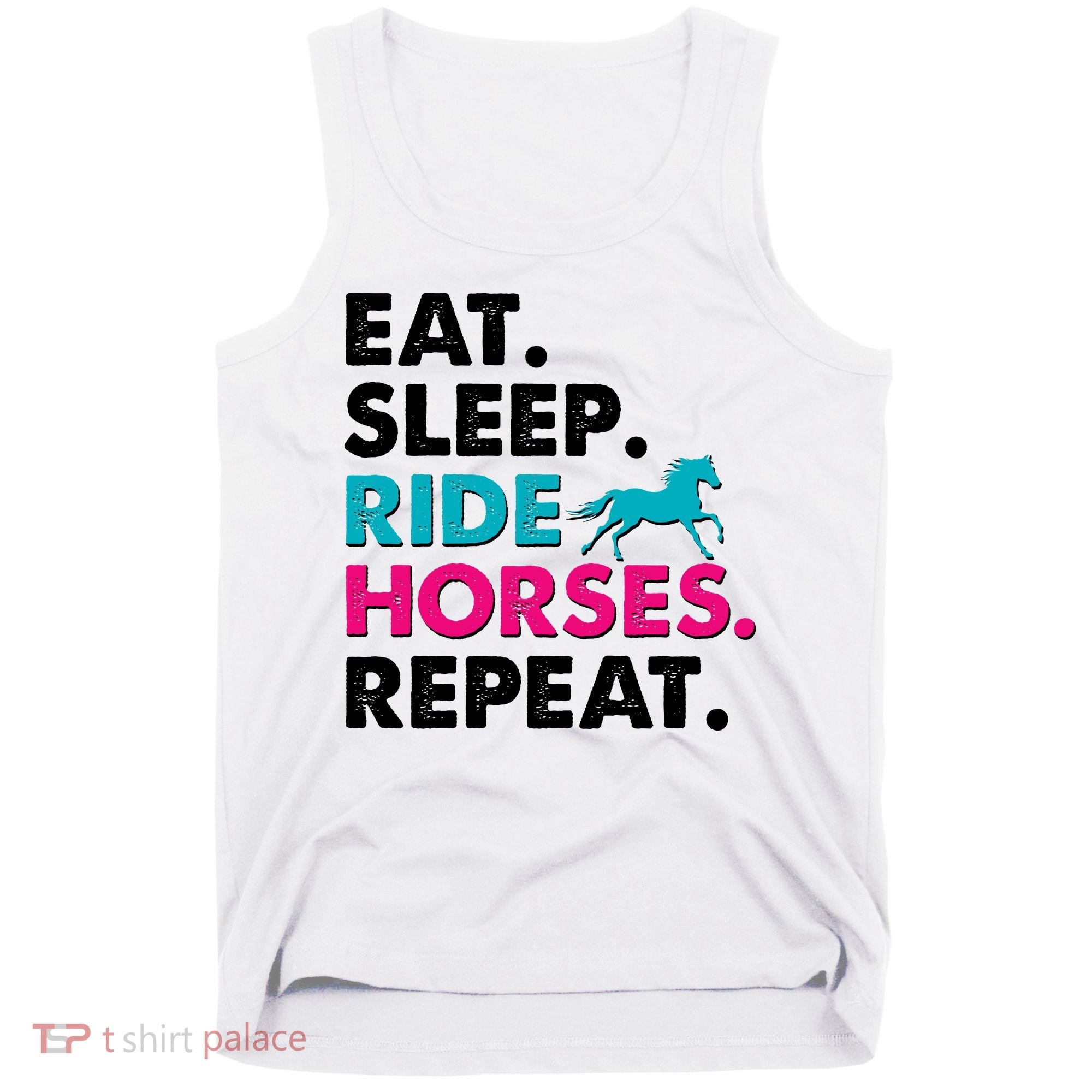 Cute Funny Eat Sleep Ride Horses Repeat Tank Top