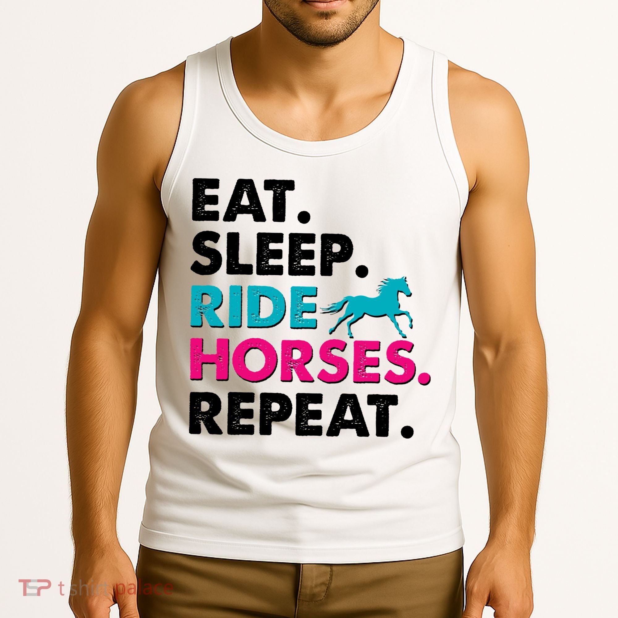 Cute Funny Eat Sleep Ride Horses Repeat Tank Top