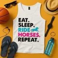 Cute Funny Eat Sleep Ride Horses Repeat Tank Top thumb 4