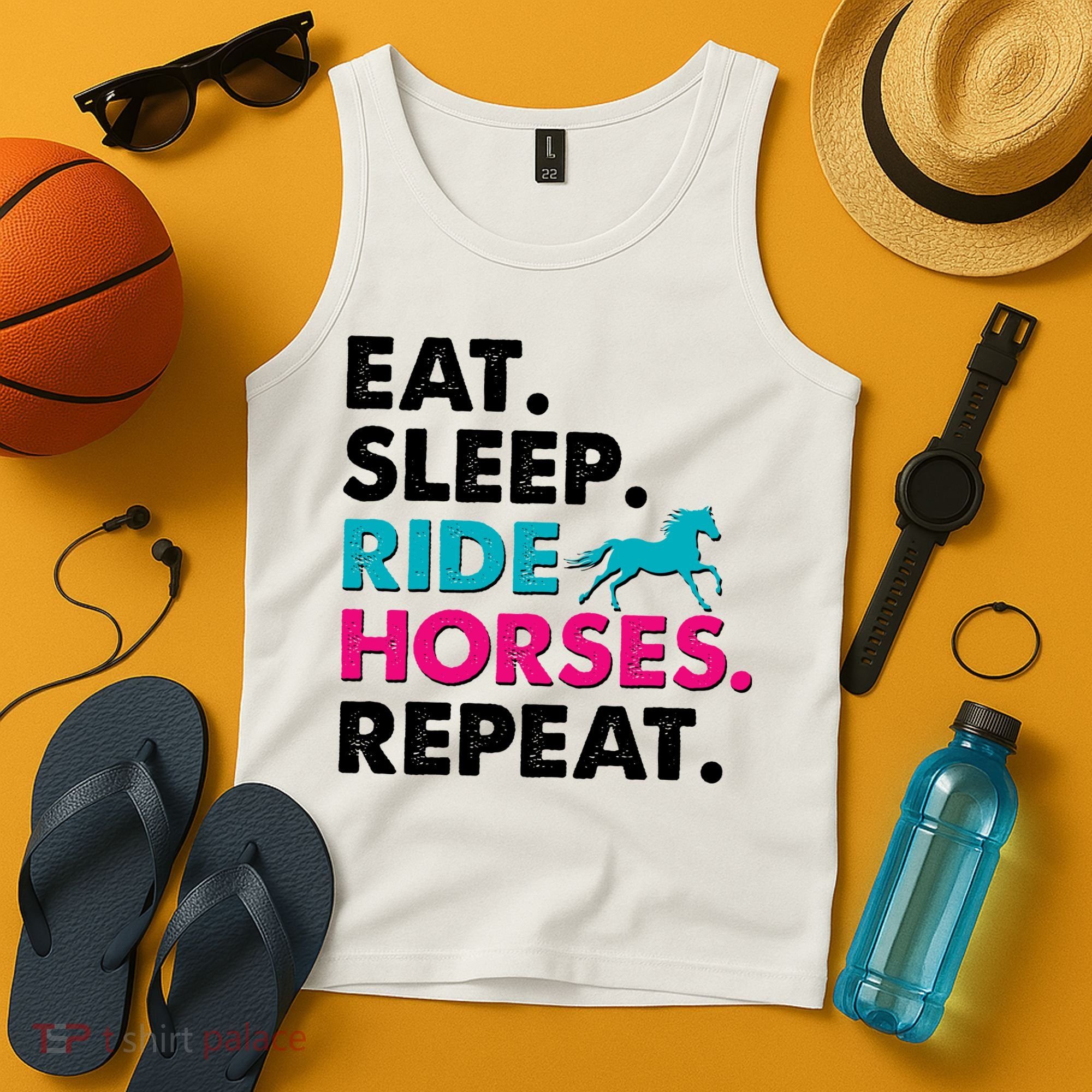 Cute Funny Eat Sleep Ride Horses Repeat Tank Top