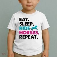 Cute Funny Eat Sleep Ride Horses Repeat Toddler T-Shirt thumb 2