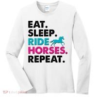 Cute Funny Eat Sleep Ride Horses Repeat Women's Long Sleeve Shirt thumb 0