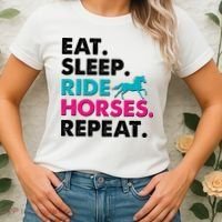 Cute Funny Eat Sleep Ride Horses Repeat Women's T-Shirt thumb 2