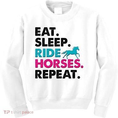 Cute Funny Eat Sleep Ride Horses Repeat Kids Sweatshirt