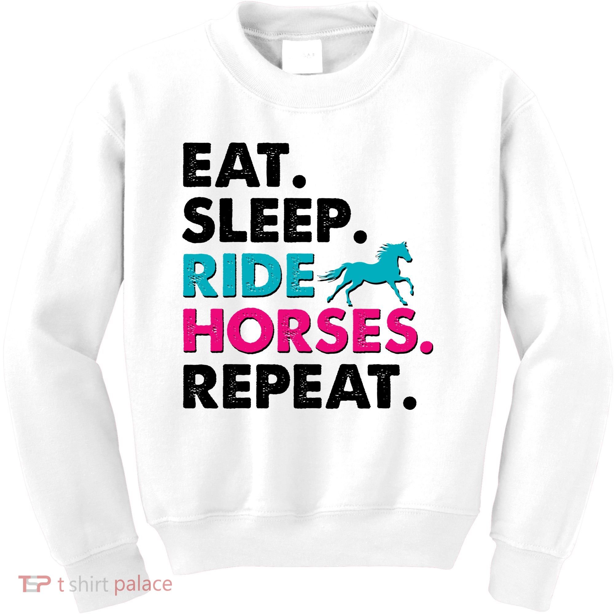 Cute Funny Eat Sleep Ride Horses Repeat Kids Sweatshirt