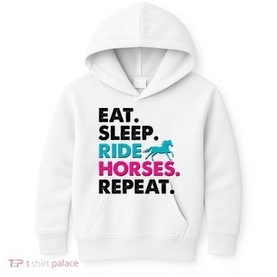 Cute Funny Eat Sleep Ride Horses Repeat Kids Hoodie