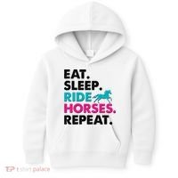 Cute Funny Eat Sleep Ride Horses Repeat Kids Hoodie thumb 0