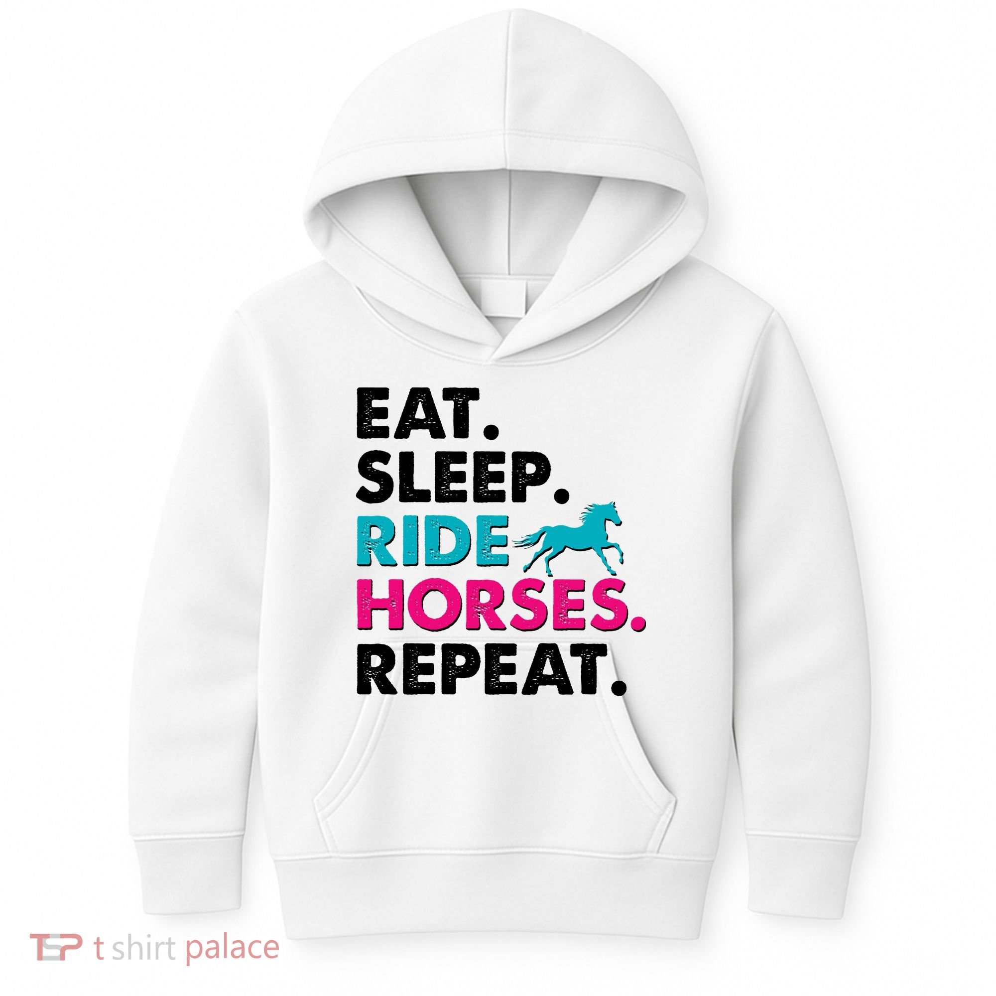 Cute Funny Eat Sleep Ride Horses Repeat Kids Hoodie