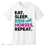 Cute Funny Eat Sleep Ride Horses Repeat Kids T-Shirt thumb 0