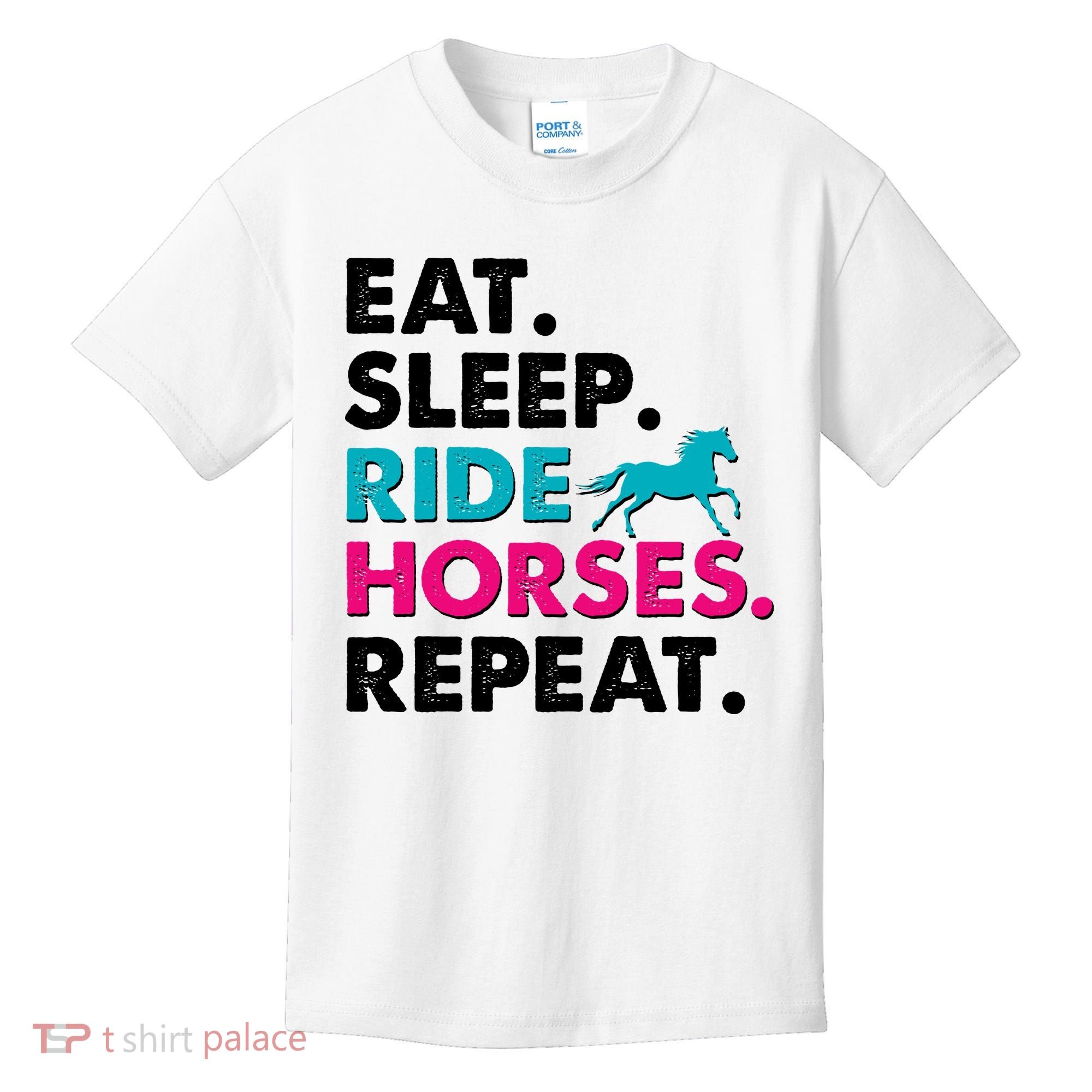 Cute Funny Eat Sleep Ride Horses Repeat Kids T-Shirt