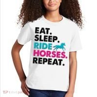 Cute Funny Eat Sleep Ride Horses Repeat Kids T-Shirt thumb 2