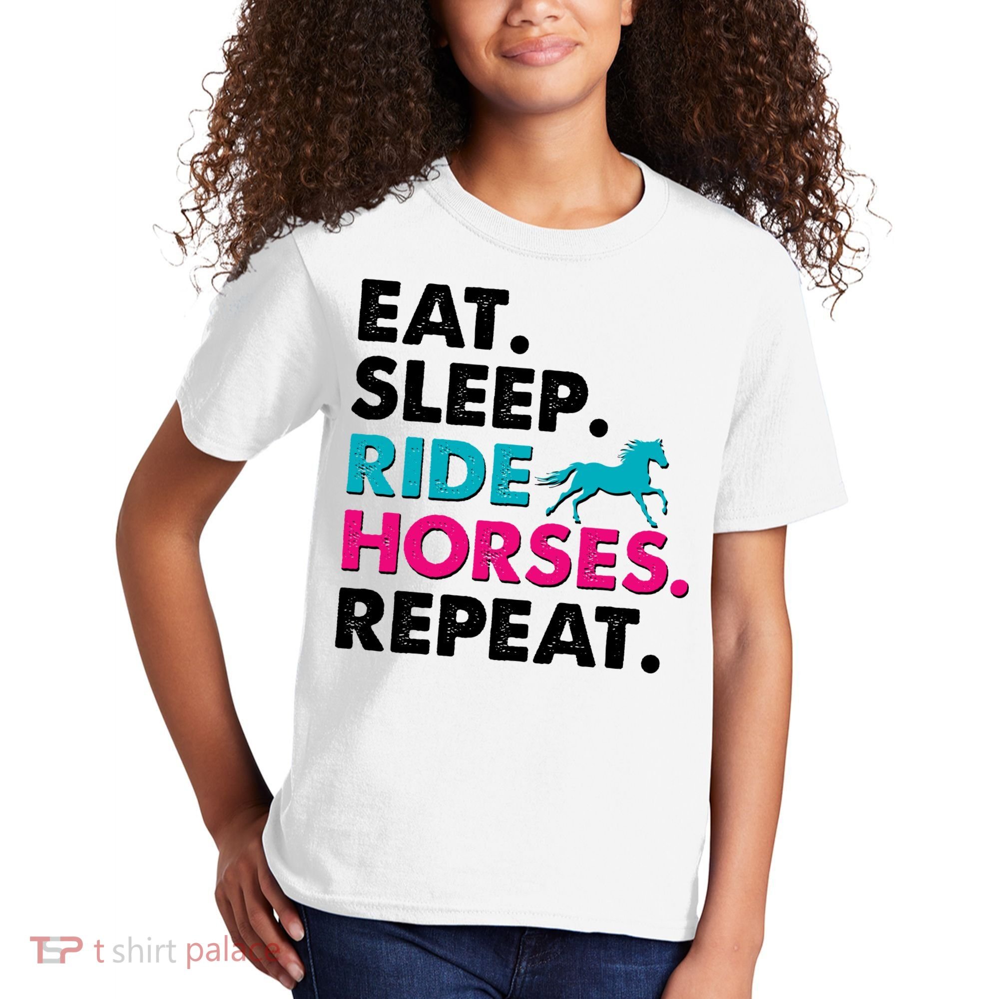 Cute Funny Eat Sleep Ride Horses Repeat Kids T-Shirt