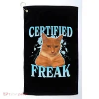 Certified Freak Eat Cement Cursed Cat Golf Towel thumb 0