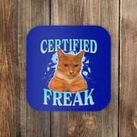 Certified Freak Eat Cement Cursed Cat Coaster thumb 0