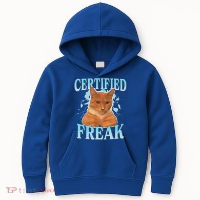Certified Freak Eat Cement Cursed Cat Kids Hoodie