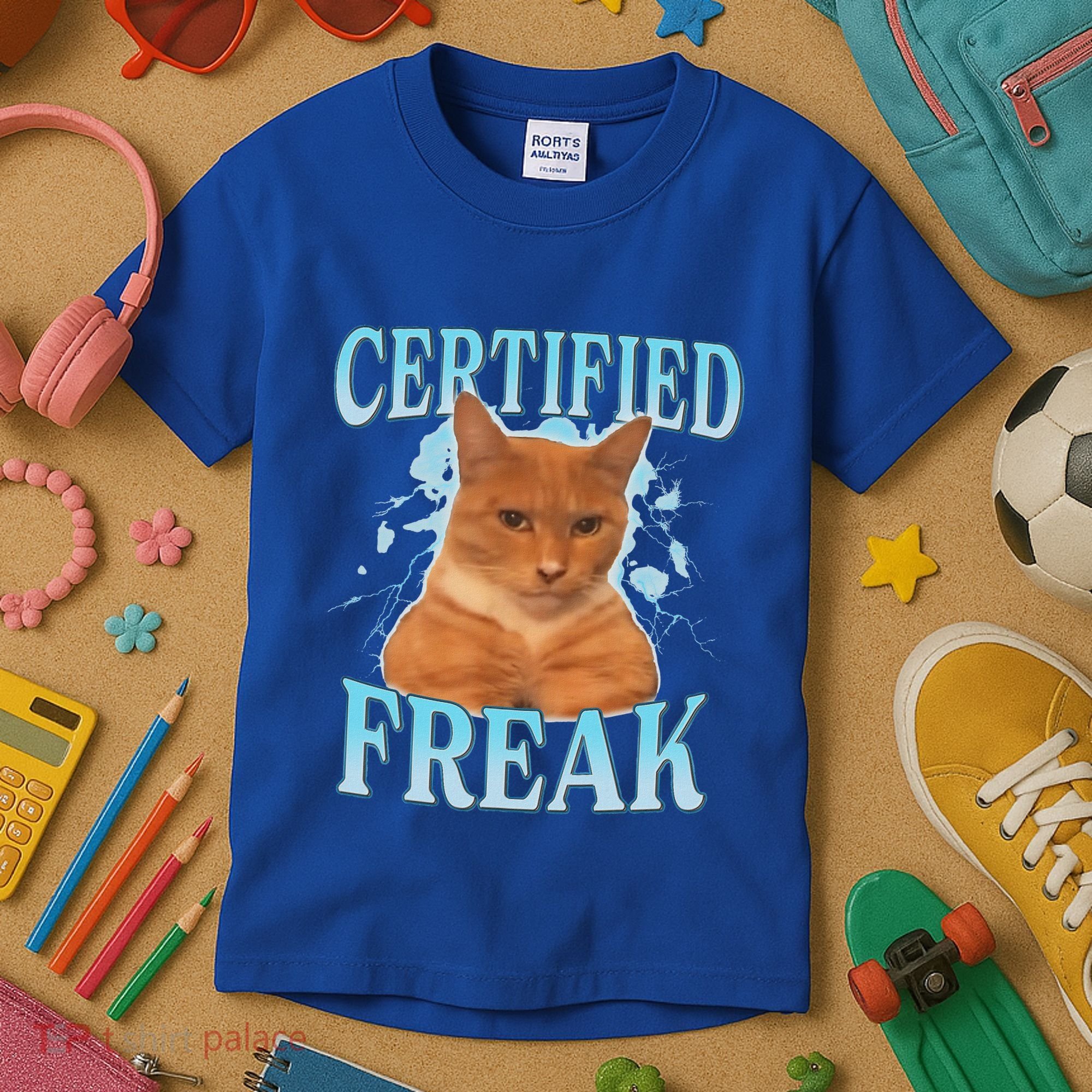Certified Freak Eat Cement Cursed Cat Kids T-Shirt