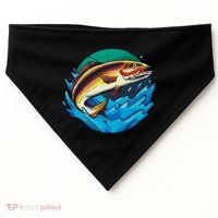 Catch Fish Eating Worm Funny Fishing USA-Made Doggie Bandana thumb 0