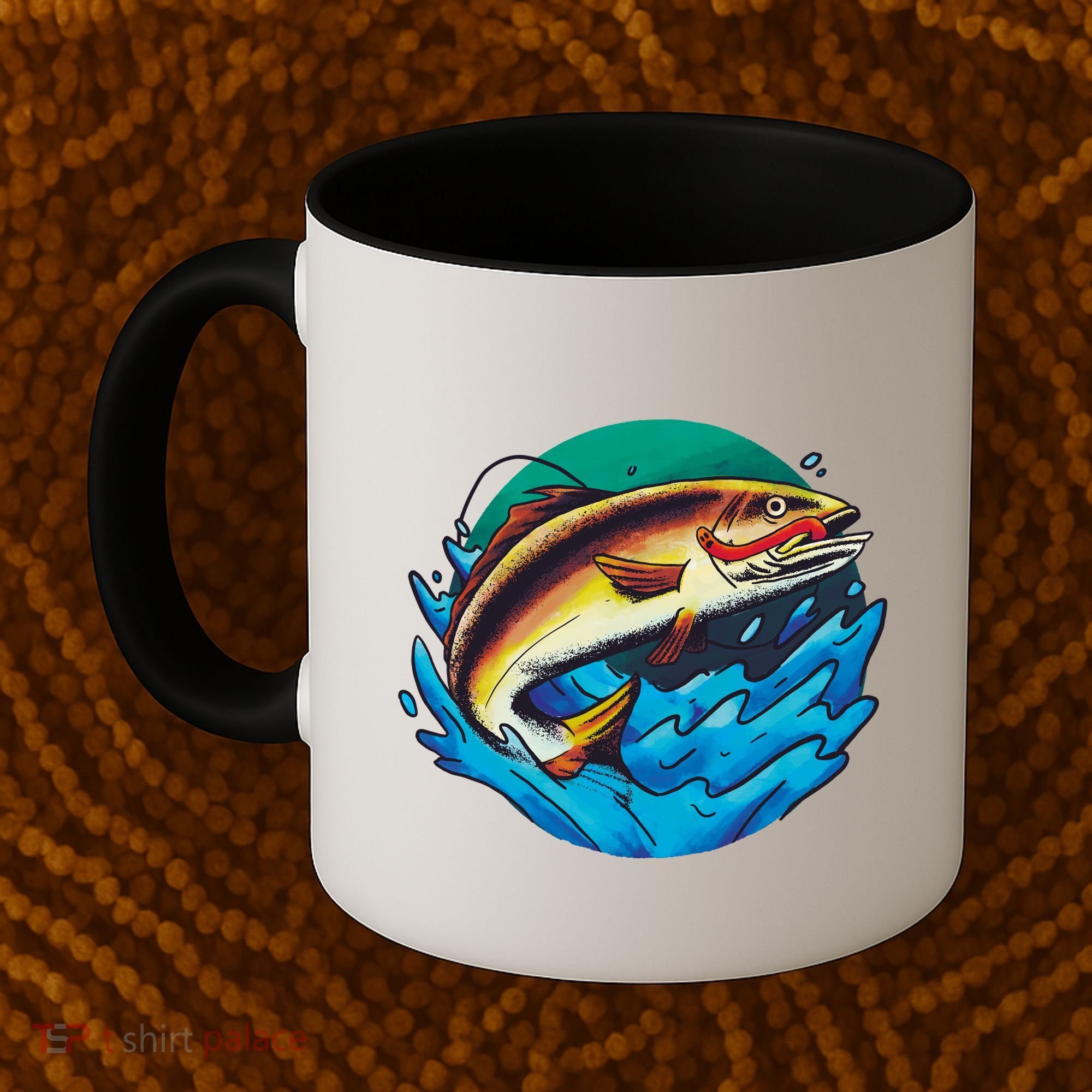 Catch Fish Eating Worm Funny Fishing Coffee Mug