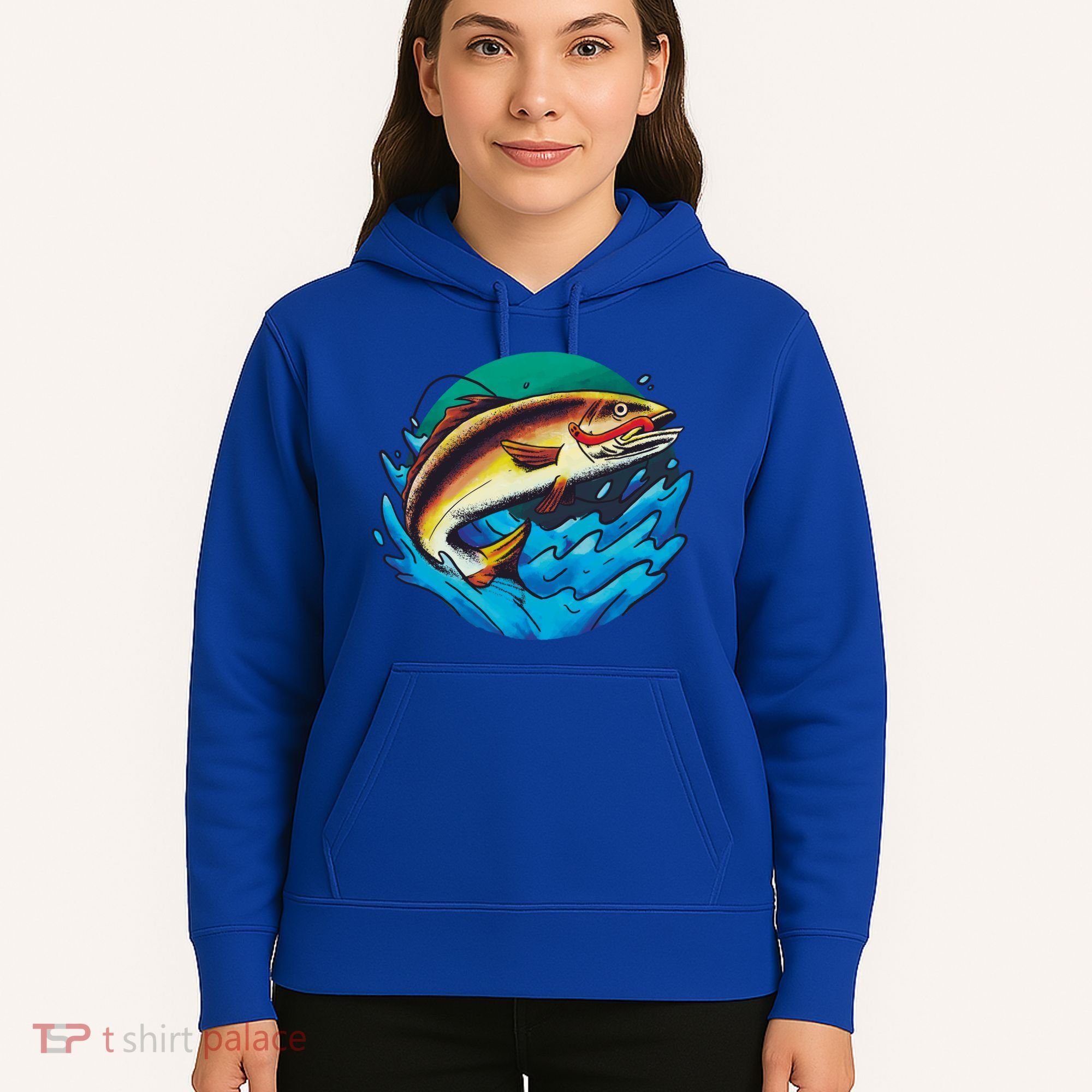 Catch Fish Eating Worm Funny Fishing Hoodie
