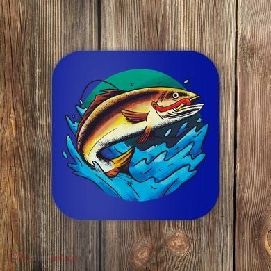 Catch Fish Eating Worm Funny Fishing Coaster