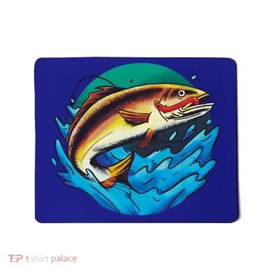 Catch Fish Eating Worm Funny Fishing Mousepad