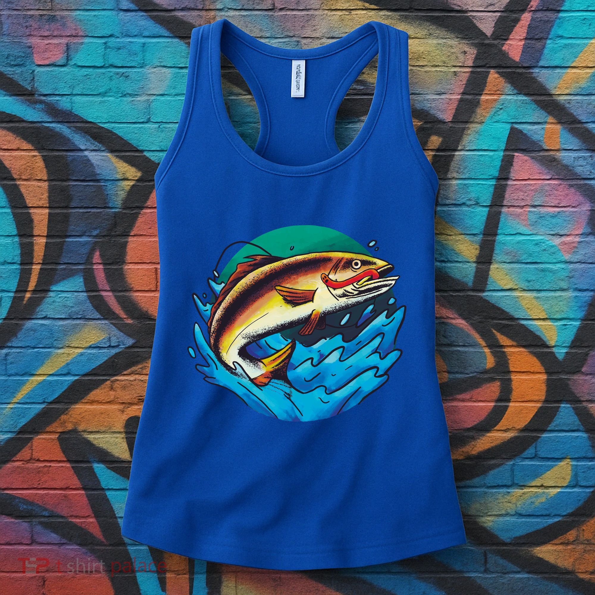 Catch Fish Eating Worm Funny Fishing Women's Tank Top