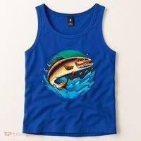 Catch Fish Eating Worm Funny Fishing Tank Top thumb 2