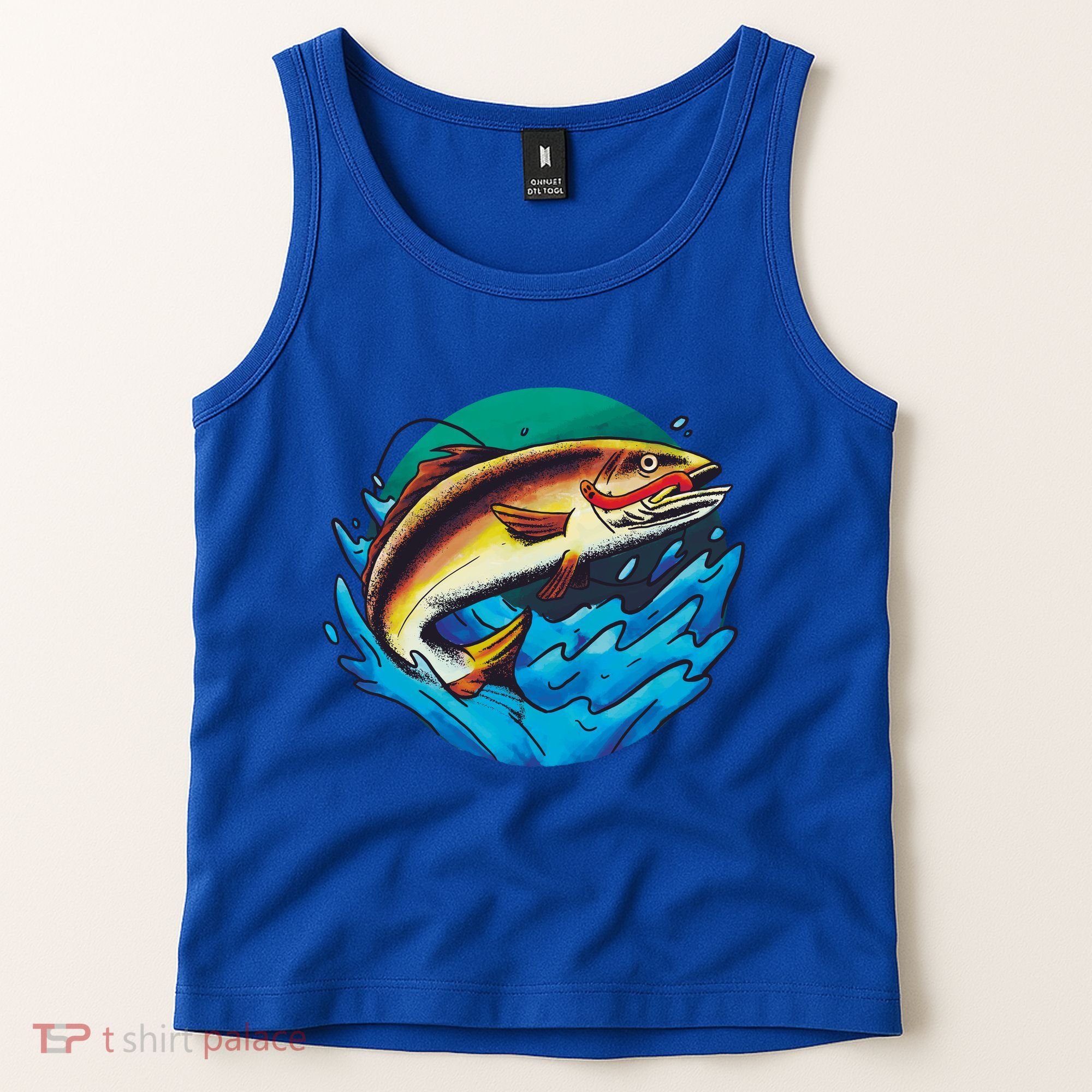 Catch Fish Eating Worm Funny Fishing Tank Top