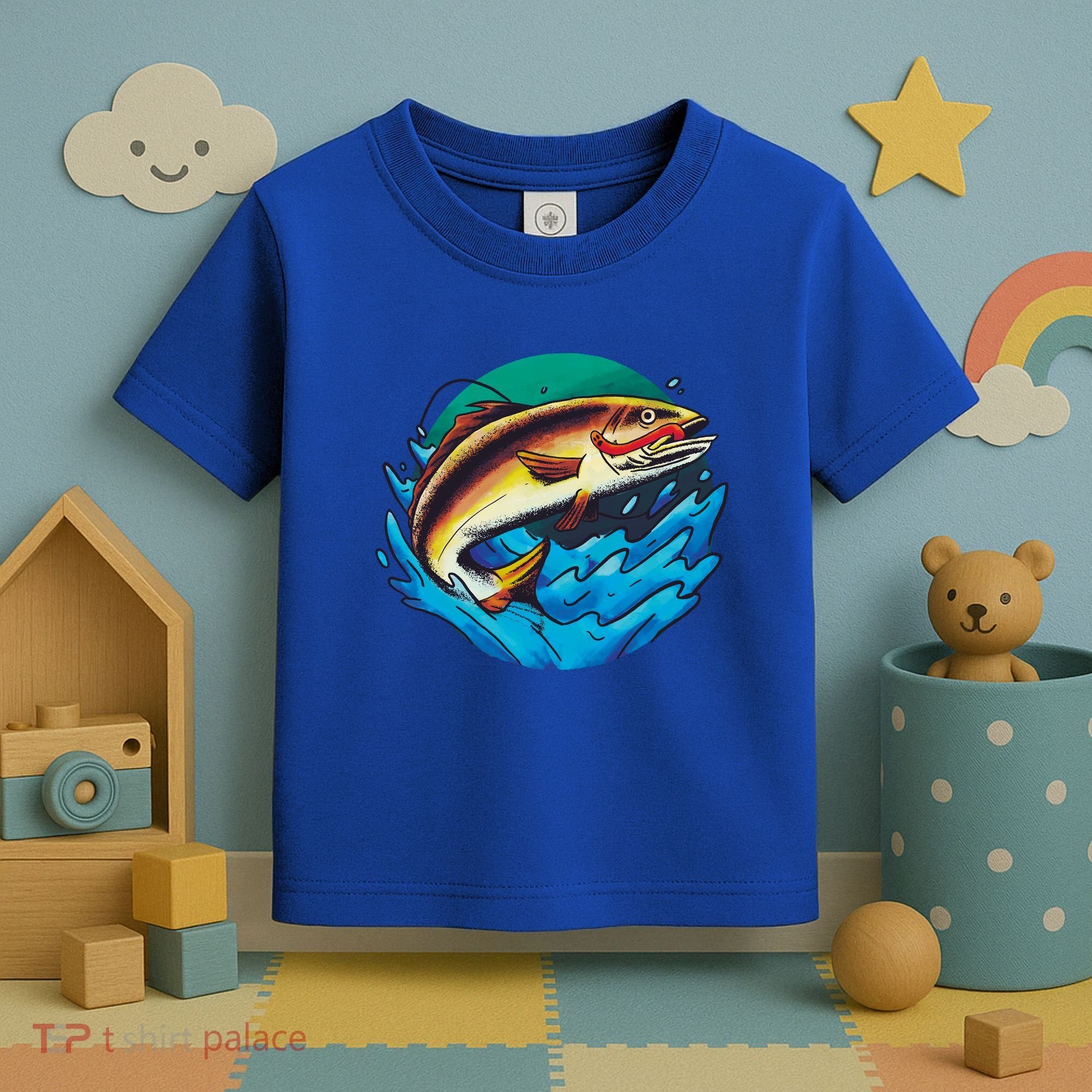 Catch Fish Eating Worm Funny Fishing Toddler T-Shirt